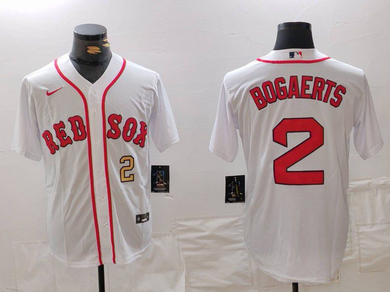 Men Boston Red Sox #2 Bogaerts White Game 2024 Nike MLB Jersey style 2